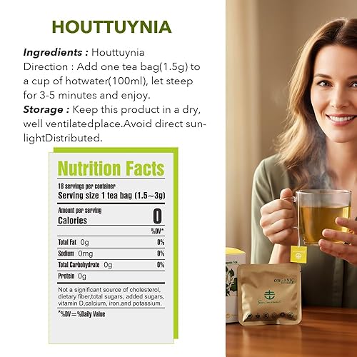 Miniatura 8 de Soilmount - Té Houttuynia Cordata - DokudamiYuxingcao - Té de hierbas puro - Natural, orgánico, sin OMG, ingredientes limpios, sin cafeína (18