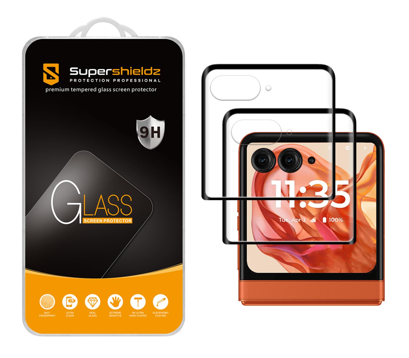 Supershieldz[2 Pack] Motorola Razr 2024 Tempered Glass Screen Protector (Front Screen Only), Anti-Scratch, Bubble Free, Black