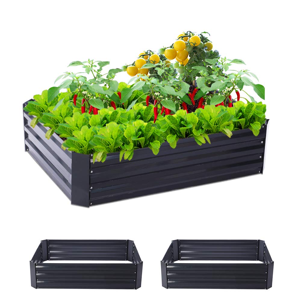 Lot de 2 jardinières surélevées en métal (120 x 90 cm) - Jardinière surélevée pour l'extérieur - Parfait pour les légumes, les fleurs, les herbes, les plantes
