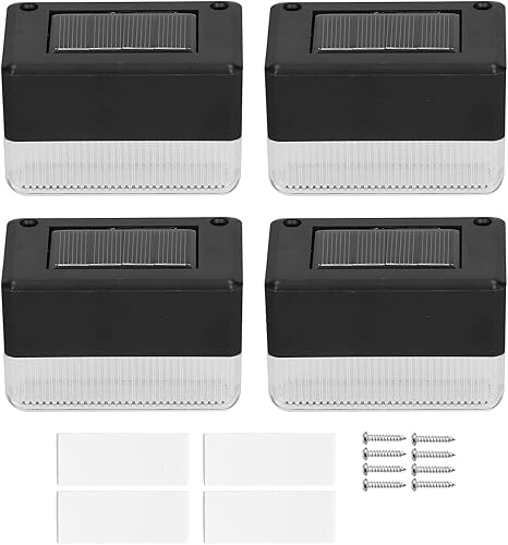 Hyuduo 4 luces solares para escaleras, luces solares para valla con 3 LED RGB modos de cambio IP65 para jardín al aire libre, camino, patio,