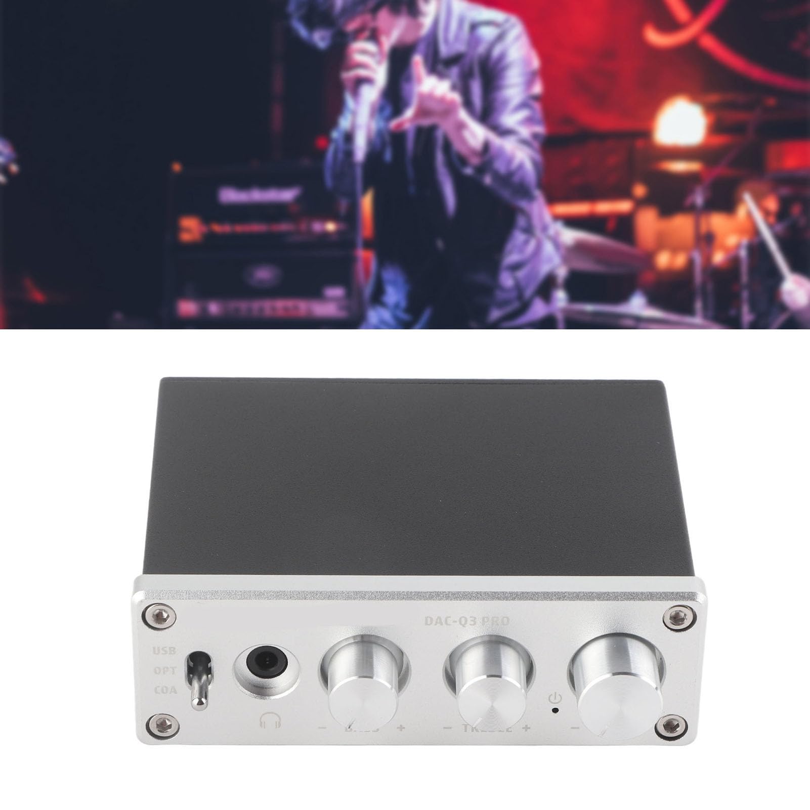 Decodificador de y Amplificador de Auriculares DAC Q3 Pro de Alta Fidelidad para Audiófilos de Auriculares de 3,5 MM (Silver)