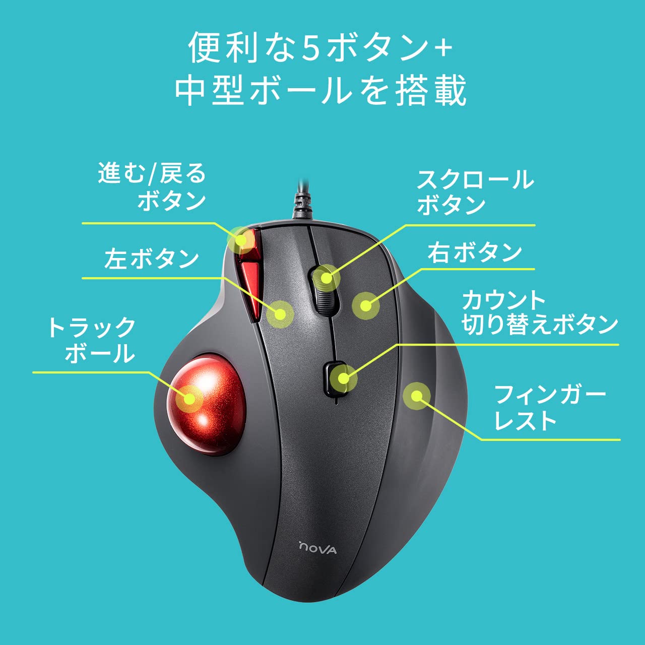 Amazon | サンワダイレクト トラックボール マウス 有線 静音 5ボタン