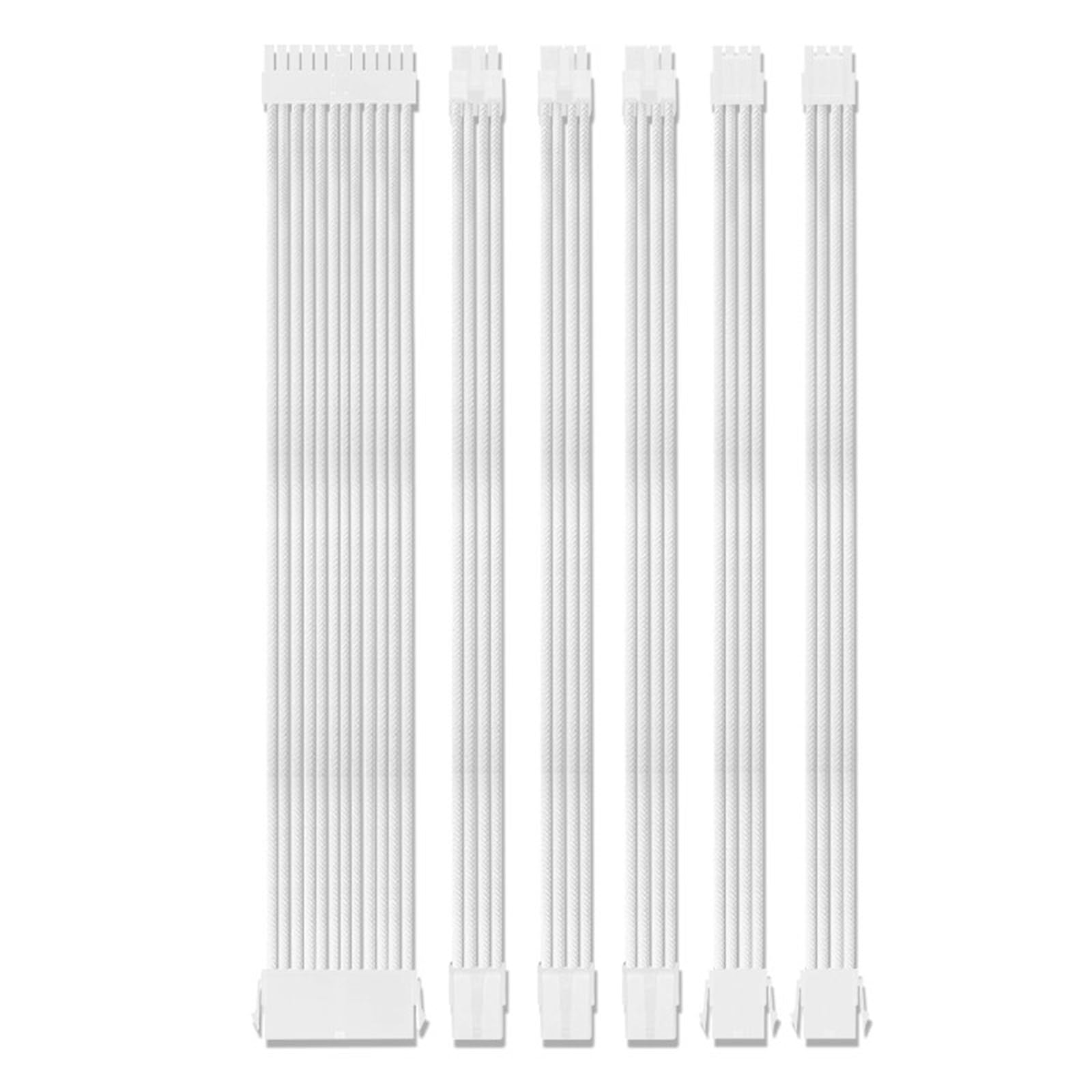Generisch Lot de rallonges d'alimentation - 30 cm - Gaine - Blanc