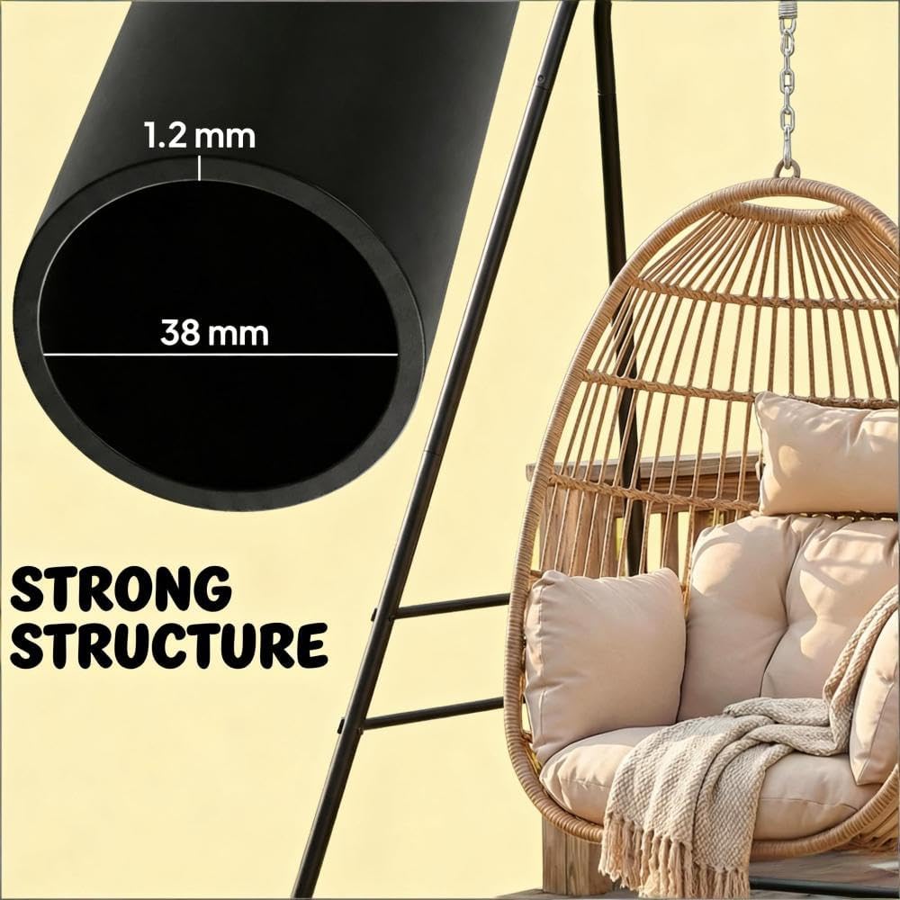 Heavy-Duty Steel Hammock Chair Stand for Indoor and Outdoor Use – Freestanding Portable Swing Frame with Wide Base