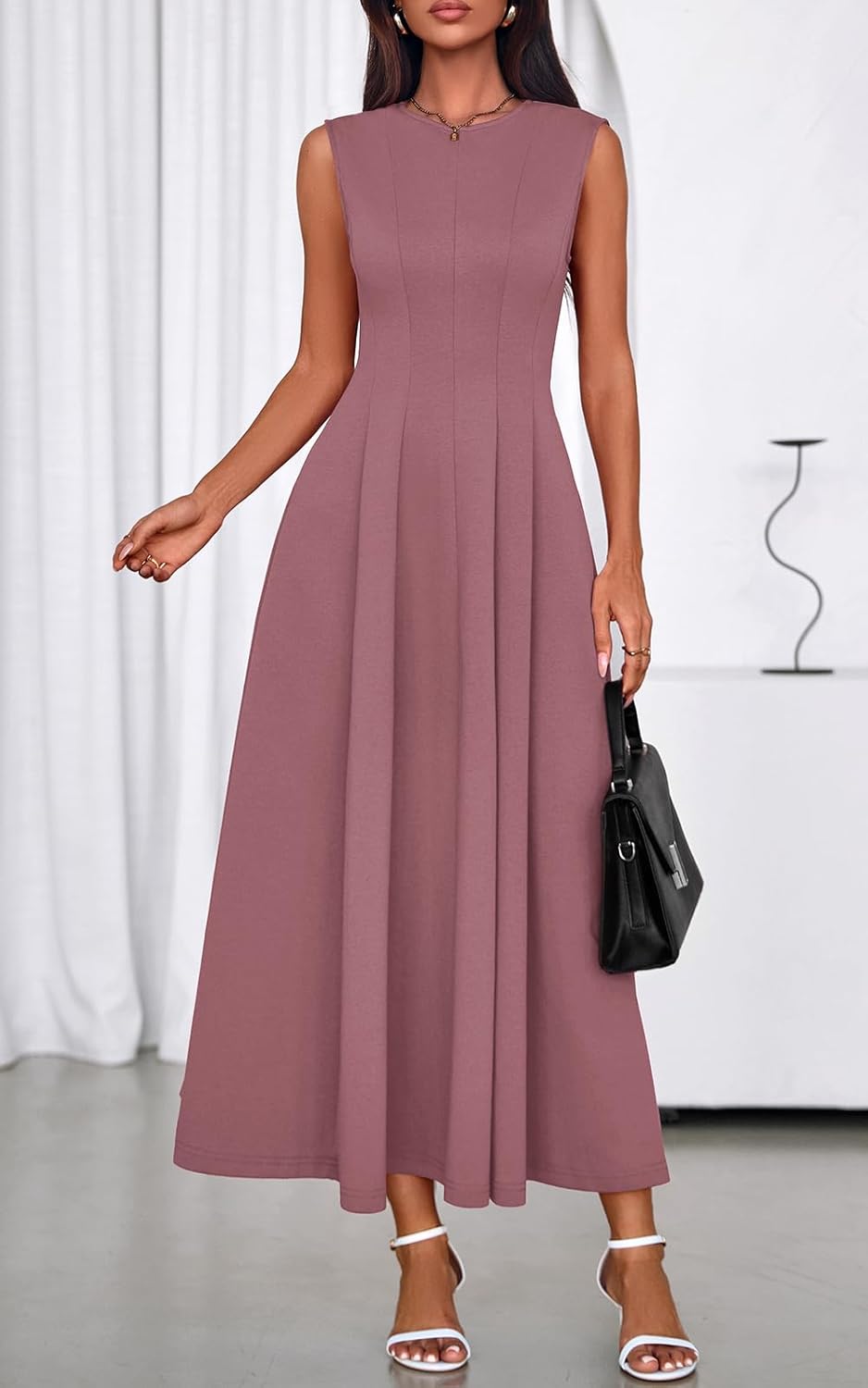 PRETTYGARDEN Sleeveless Crewneck Spring Maxi Dresses for Women 2026 Elegant Classy Semi Formal A Line Modest Party Dress - Image 3