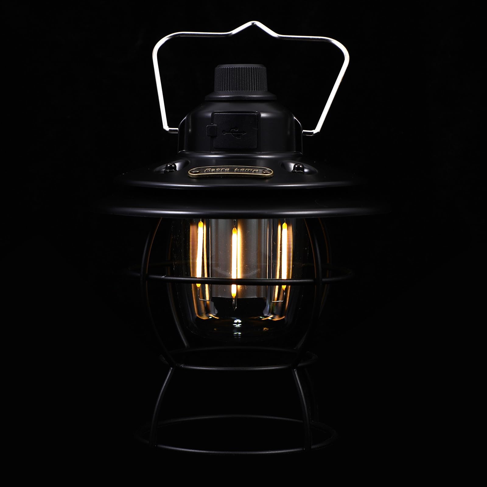 Lampada da Campeggio LED Portatile Retrò per Tenda e Emergenze | Luce Intensa, Uso Semplice e Lunga Autonomia, Lega Nera, per Appassionati di Campeggio e Uscite