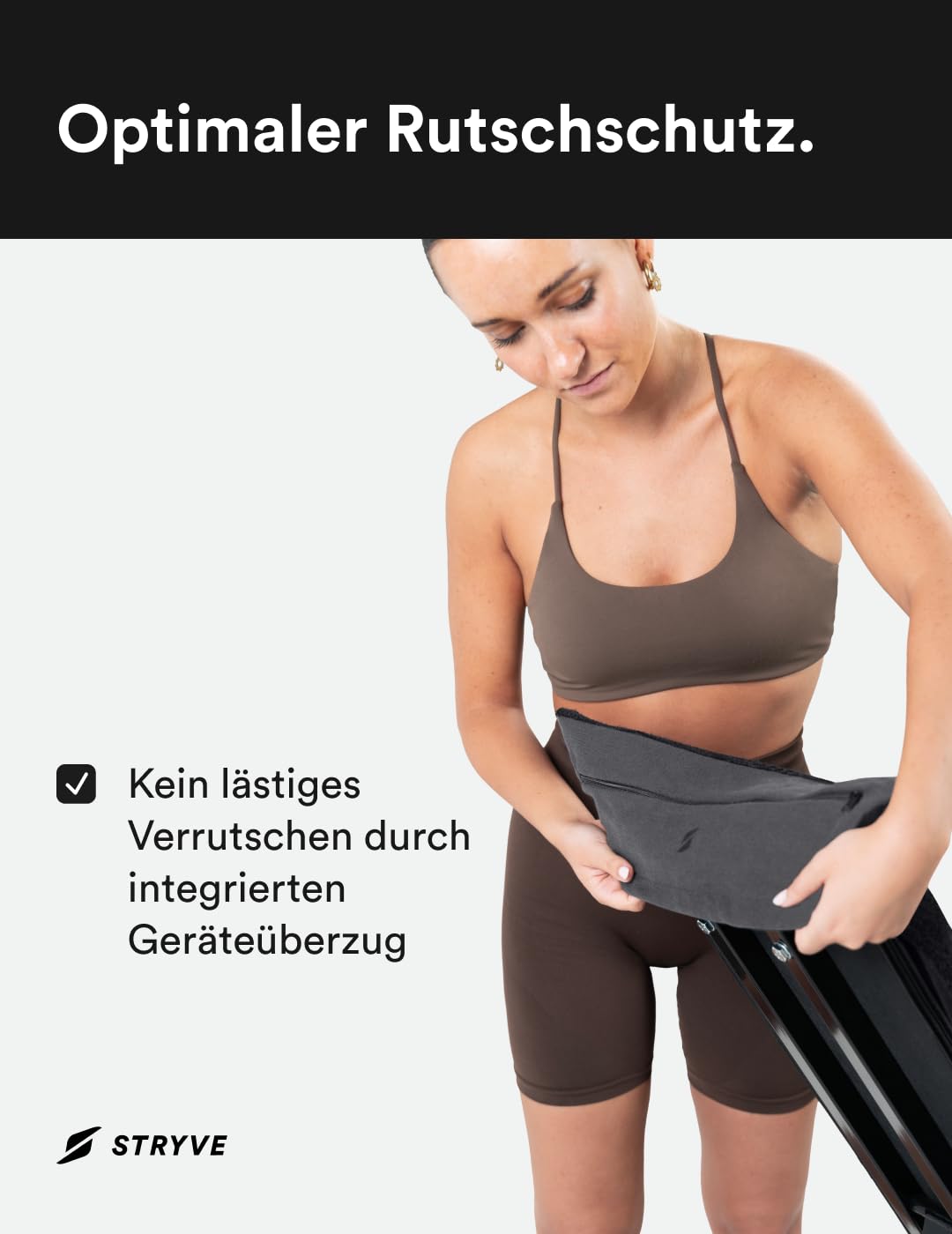 STRYVE Sporthandtuch – Das Original aus DHDL – Towell+ – Graphite Black – 90 x 40 cm – Magnetclip & Rutschschutz – Smartes Design zum besten Preis – Ideal fürs Gym verfügbar