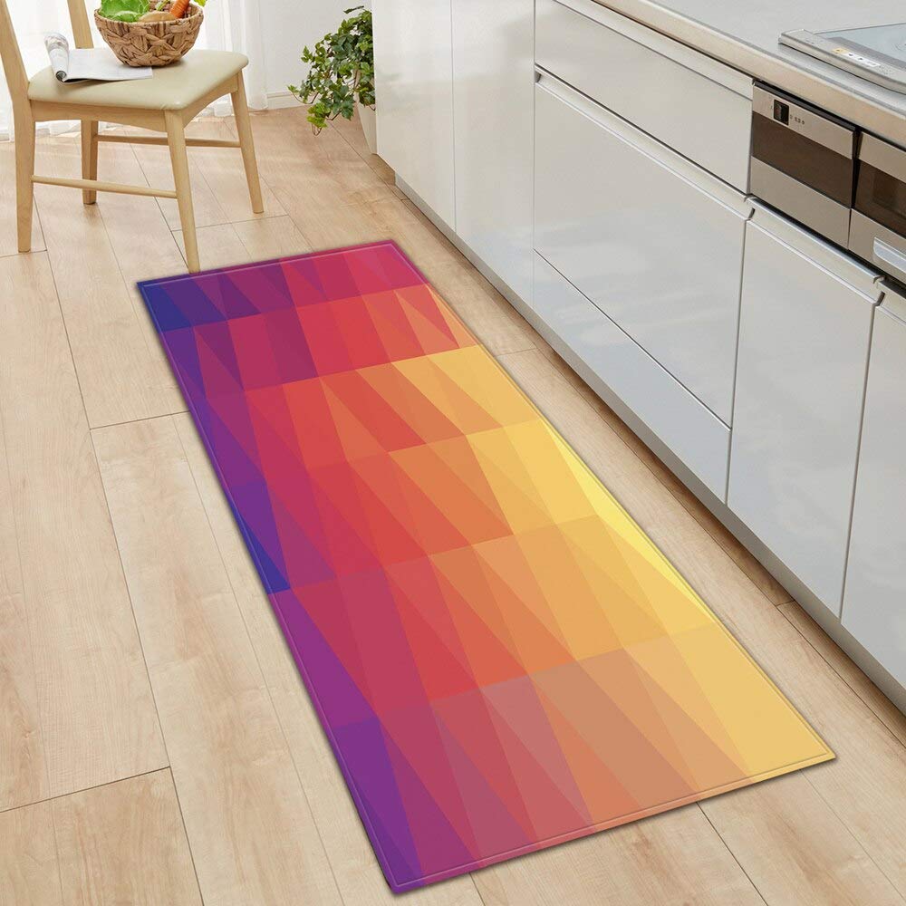 OPLJ 3D Geometric Mat Bedroom Door Mat Home Hallway Entrance Floor Rug Decoration Living Room Carpet Bathroom Non-Slip Carpet A4 40x120cm