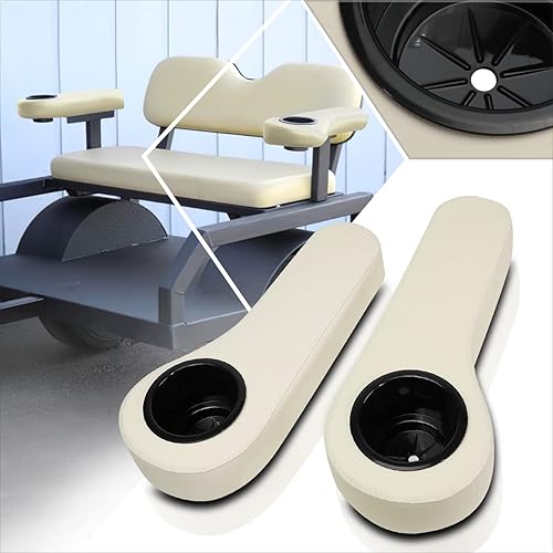 Miniatura 2 de 1 cojín para reposabrazos de asiento trasero marrón + portavasos compatible con carritos de golf YamahaClub CarEzgo