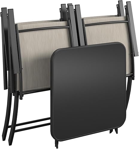 Miniatura 2 de COSCO Juego de charla plegable de 5 piezas, tamaño único, negrobeige