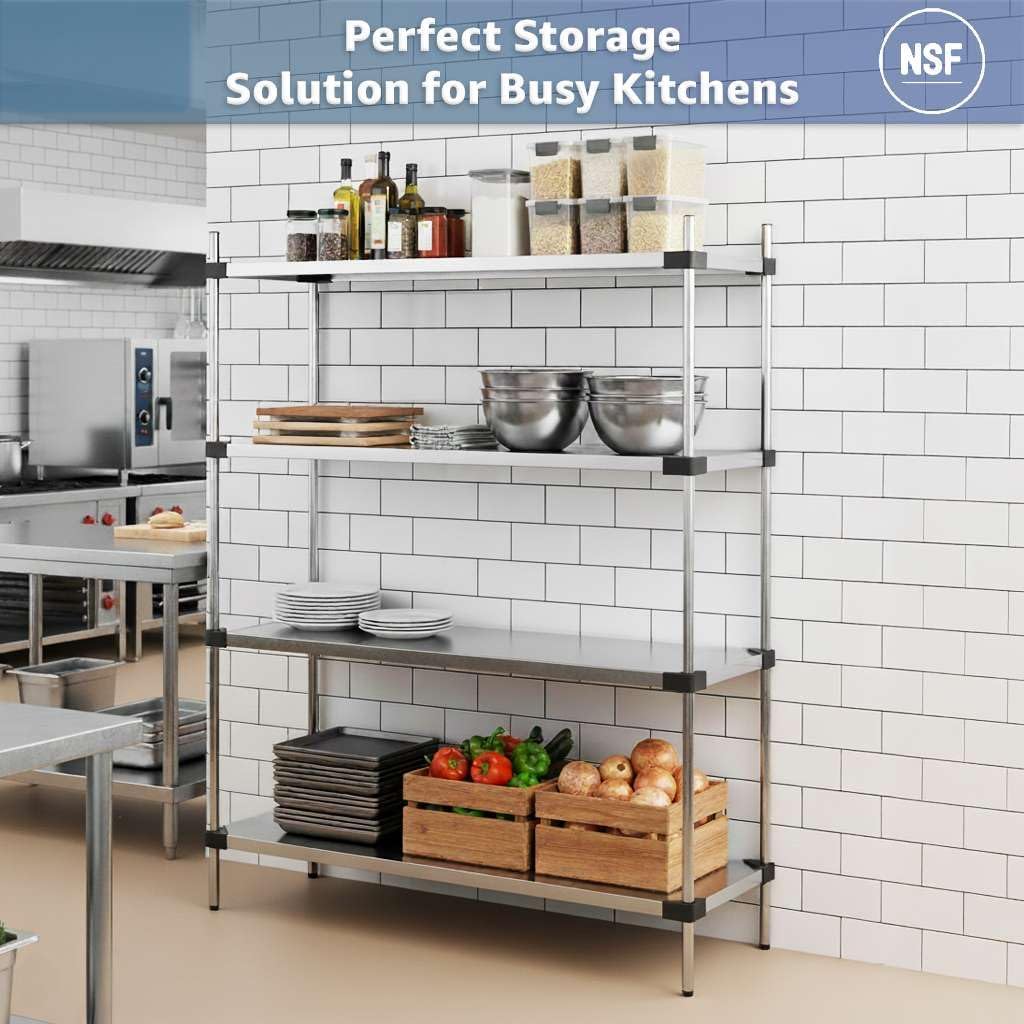 2-Pack 21" x 36" Solid Metal Galvanized Shelf - Heavy-Duty Commercial & Warehouse Storage