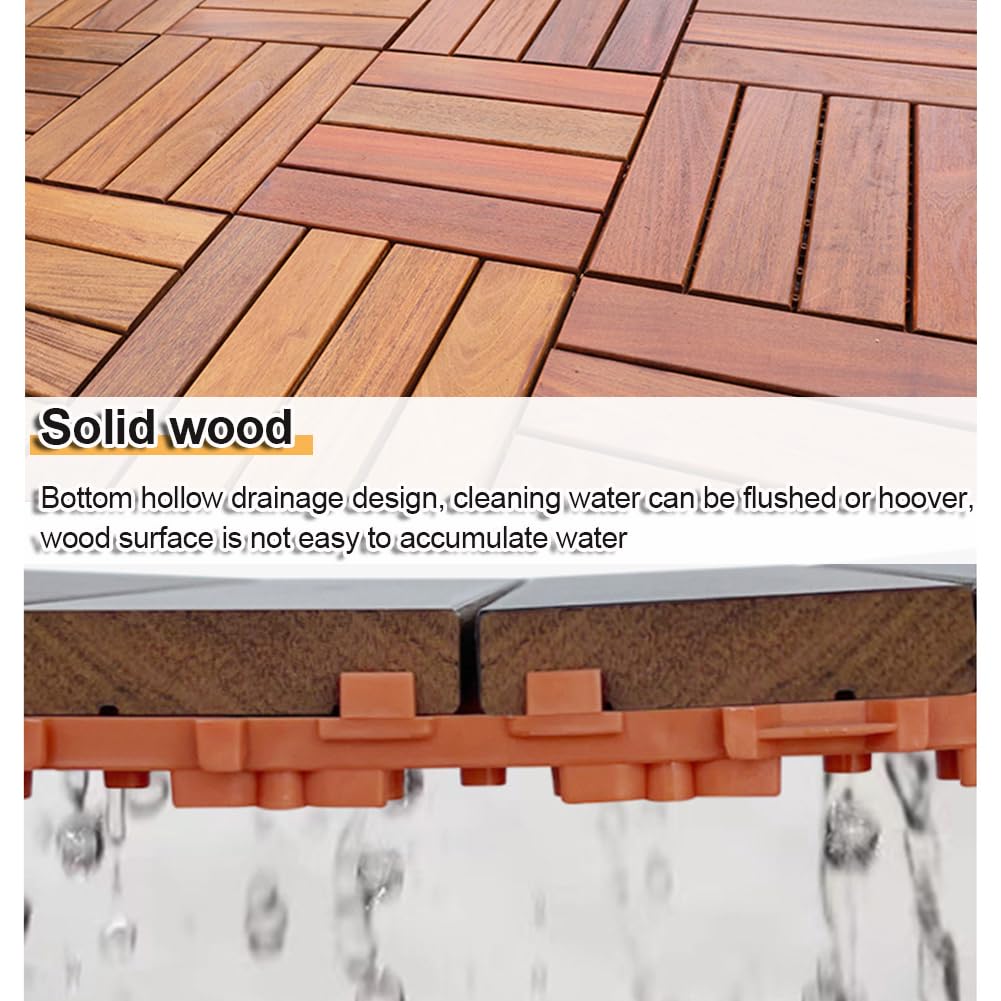 Baldosas Exterior Click, Baldosas Madera Suelo, Resistente al Desgaste Entrelazadas Baldosas para Terraza Jardín Balcón 30x30x3 cm Fáciles de Colocar 11PCS