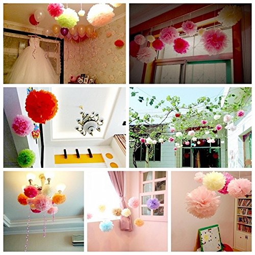 Sorive® 12Pcs Mixed Sizes Mint & Light Blue Party Tissue Pom Poms Paper Flower Pompoms Wedding Birthday Party Anniversary Reception Decoration Favour By Sorive #TOP4