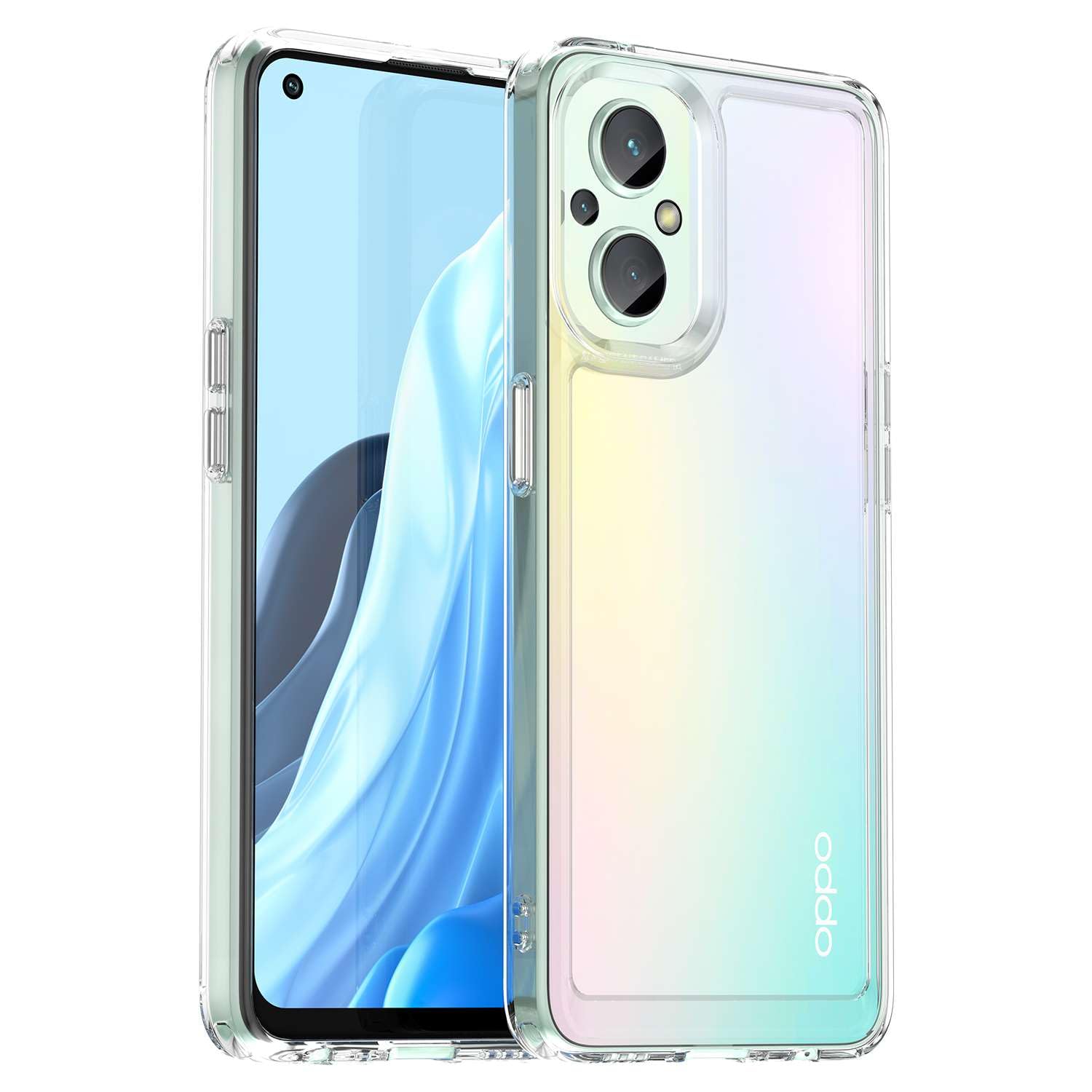 Case for OPPO Reno8 Lite,Flexible press Button,Transparent case,Anti-fingerprint,360°Full protection