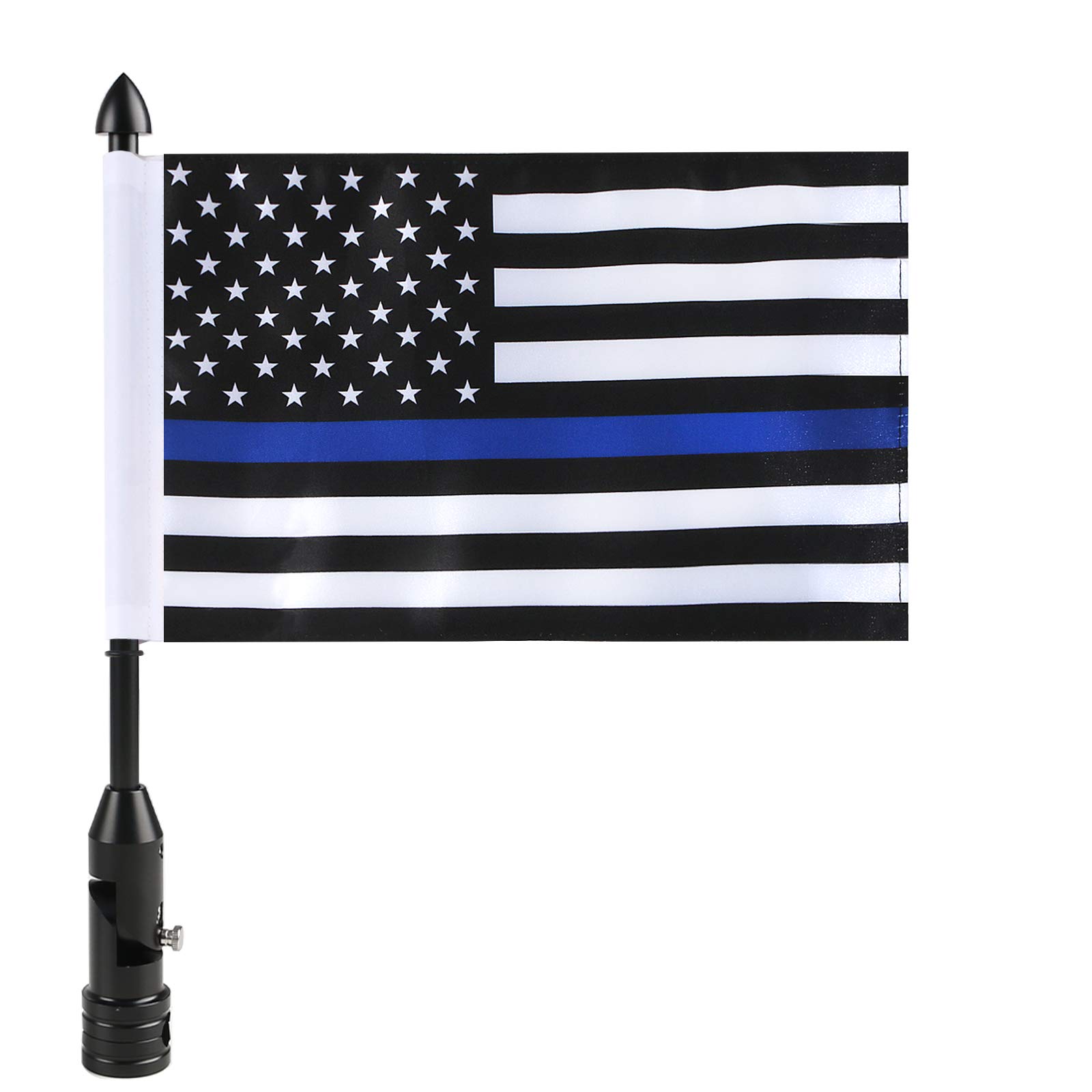Motorcycle Flag Pole Mounts Fold Down 90° With Thin Blue Line American Flag Flip Down Holder Fit For 1/2'' Motorcycle Luggage Rack Harley Davidson Road King Touring Spring Honda Goldwing etc.