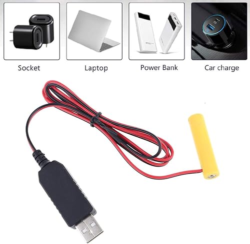 Miniatura 3 de KHIOPNT LR03 AAA Eliminador de Batería 1M Cable de alimentación USB Reemplazar 1 a 4pcs AAA Batería (1.5V)