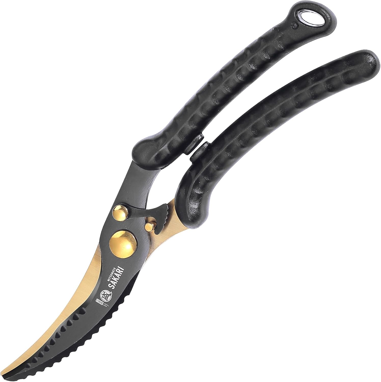 MITSUMOTO SAKARI Heavy Duty Black Gold Kitchen Scissors, Japanese ...