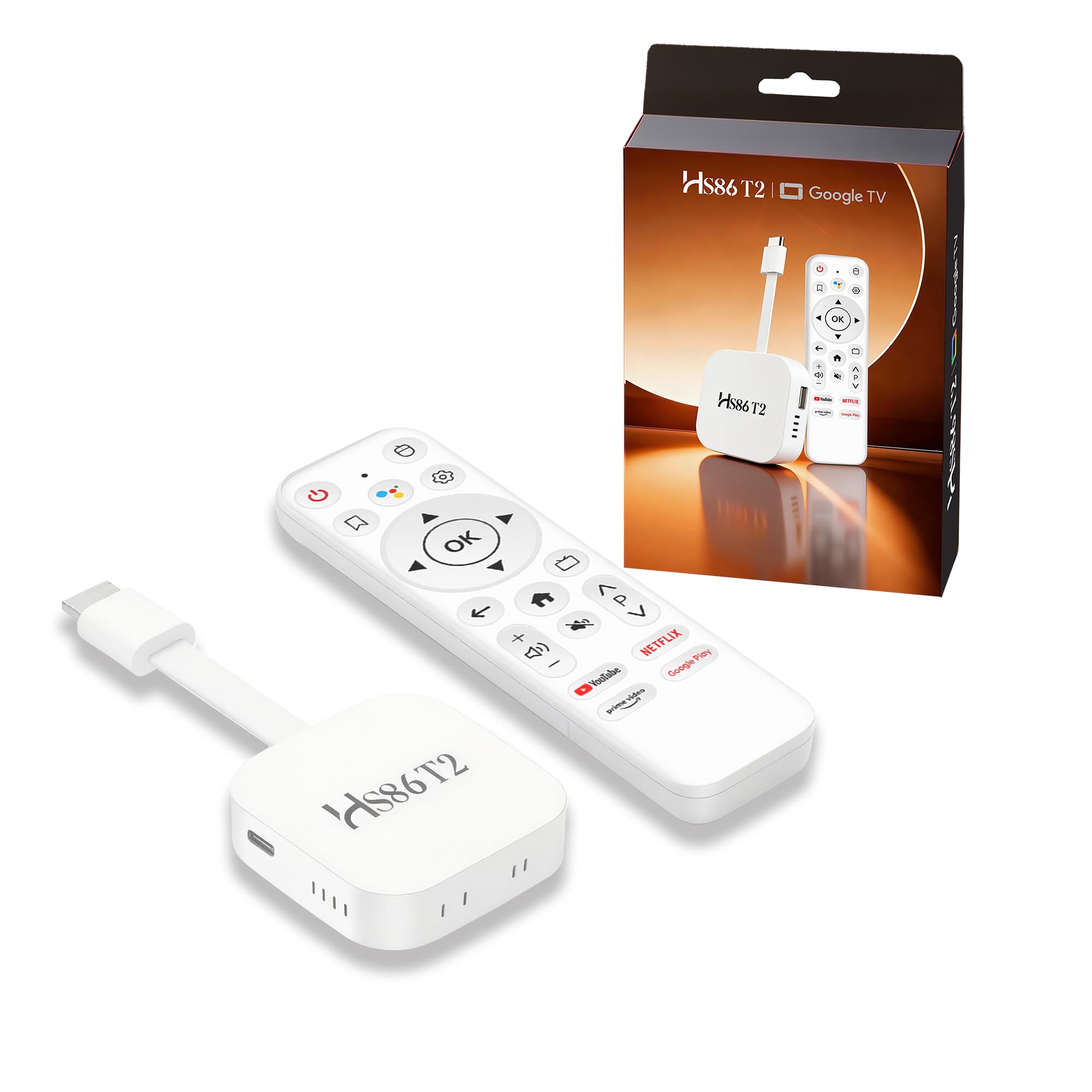 Mini TV Stick Android Box 4K Ultra HD Dispositivo di Streaming, Android 14.0 TV Stick Box 2 GB 16 GB HDR10 2.4G/5G WiFi6 BT 5.0, Smart Lettore Multimediale in Streaming e Telecomando Vocale H86 PROT2