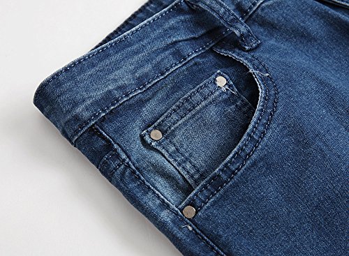 Fashion Mens Ripped Hole Skinny Fit Blue Jeans with Bottom Zippers4