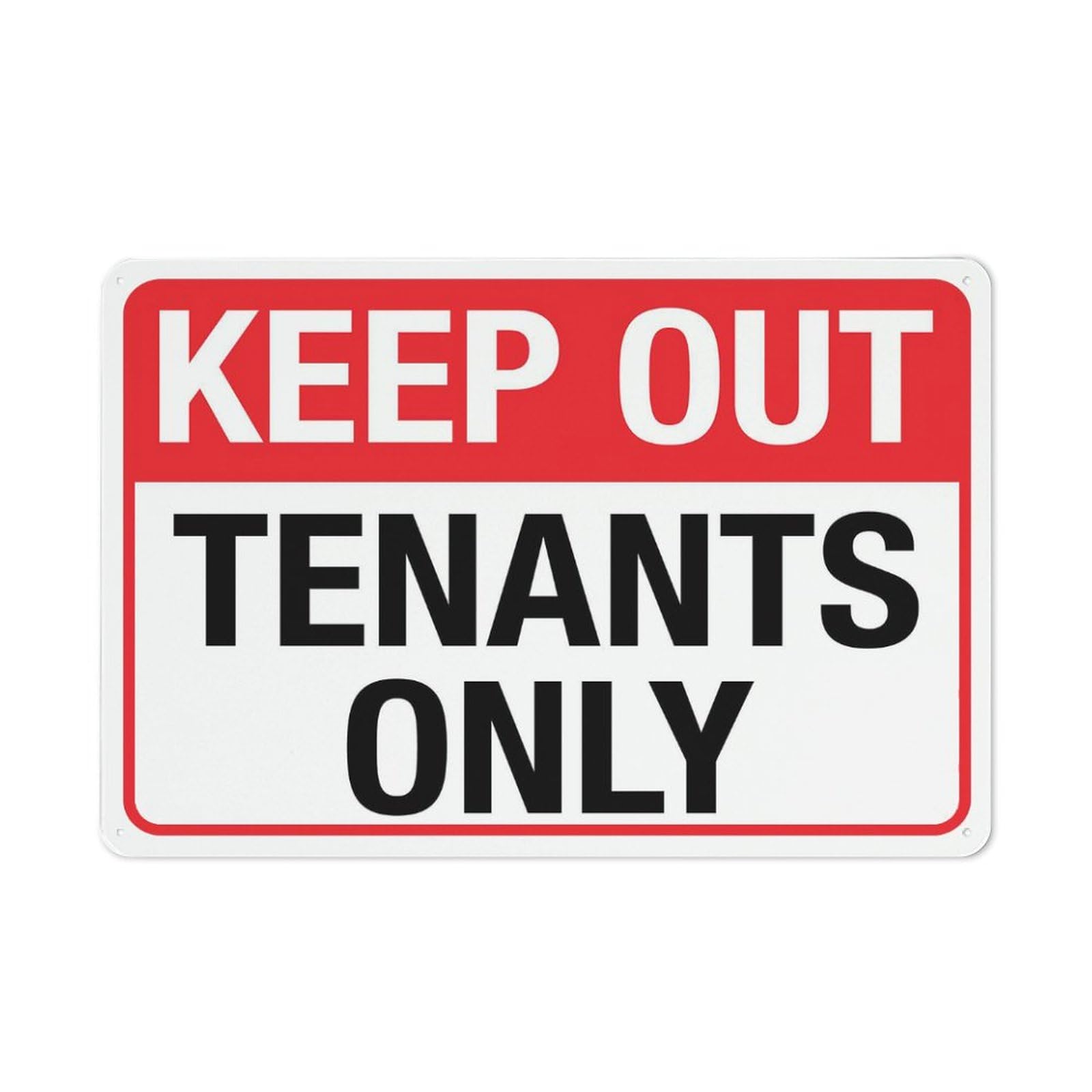Keep Out Tenants Only Sign Signs Outdoor, Uv Printed Metal Aluminum Tin Sign 8x12In, Weatherproof and Security Signs for Home Or Business
