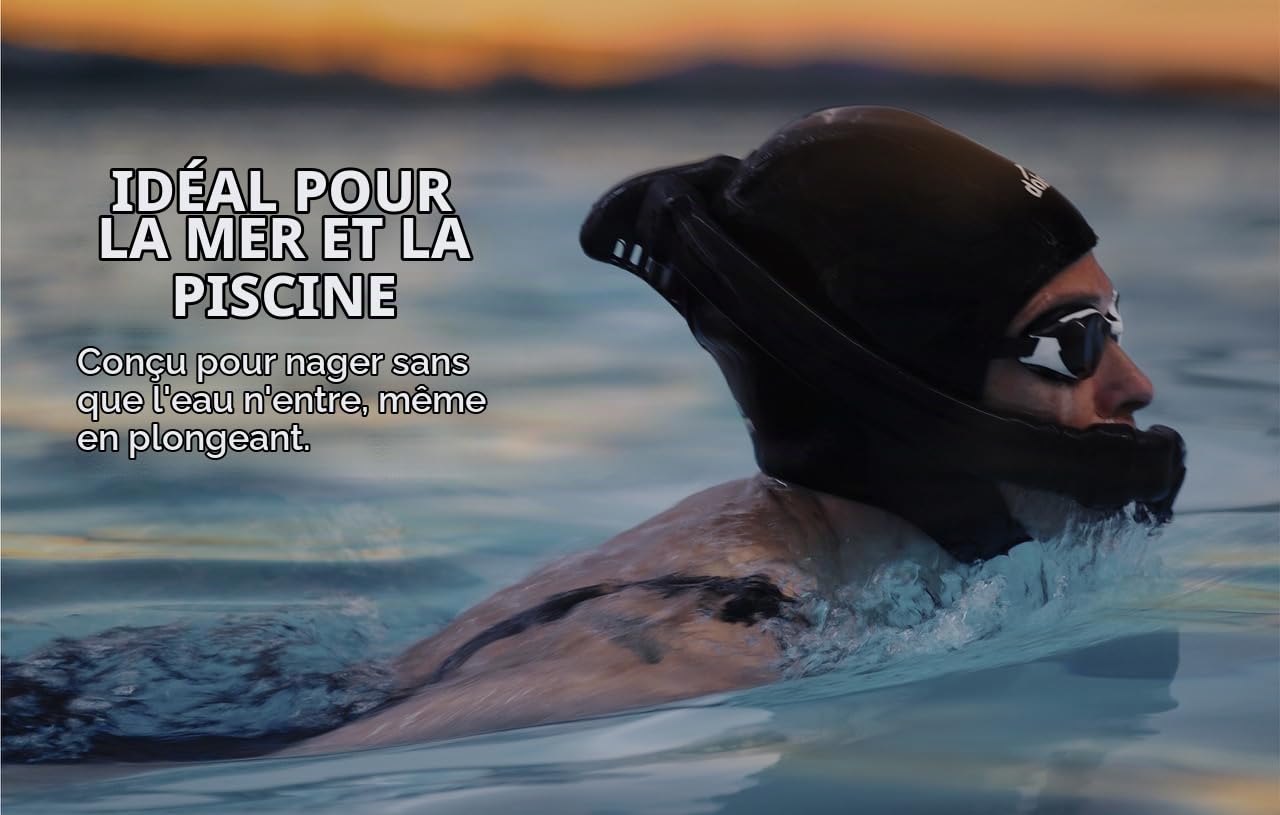 Tuba de Natation intégré à Bonnet en Néoprène Lycra Taille