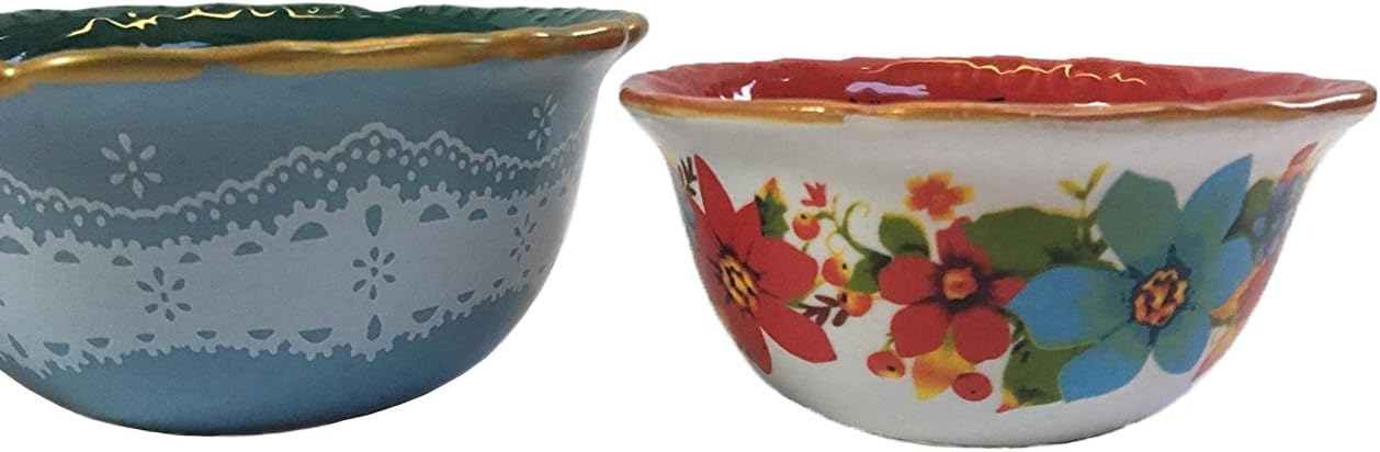 The Pioneer Woman Measuring Bowl Set 4pc Frost Floral Cups