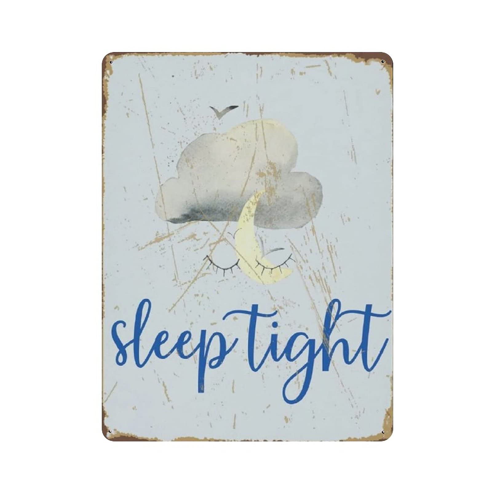 Sleep Tight Nursery Metal Signs, Fun Poster For Bar Kitchen Cafe Farmhouse Wall Decor 12x16 inch