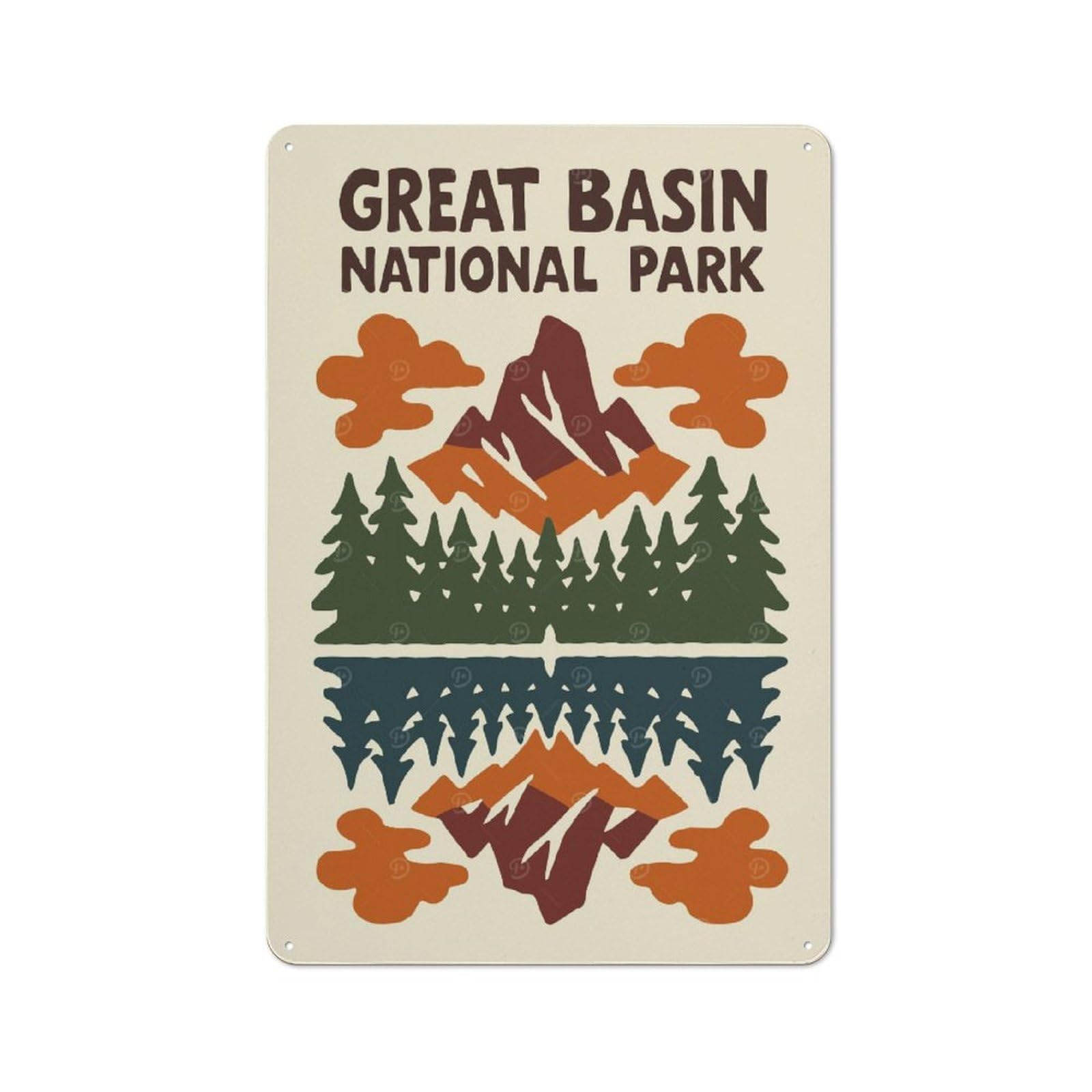 Junmoney Style-8 Great Basin National Park Illustration Vintage Tin Wall Plaque 30X20cm For Hobby Room Or Studio, A Decorative Metal Sign For Hobby Rooms And Studios