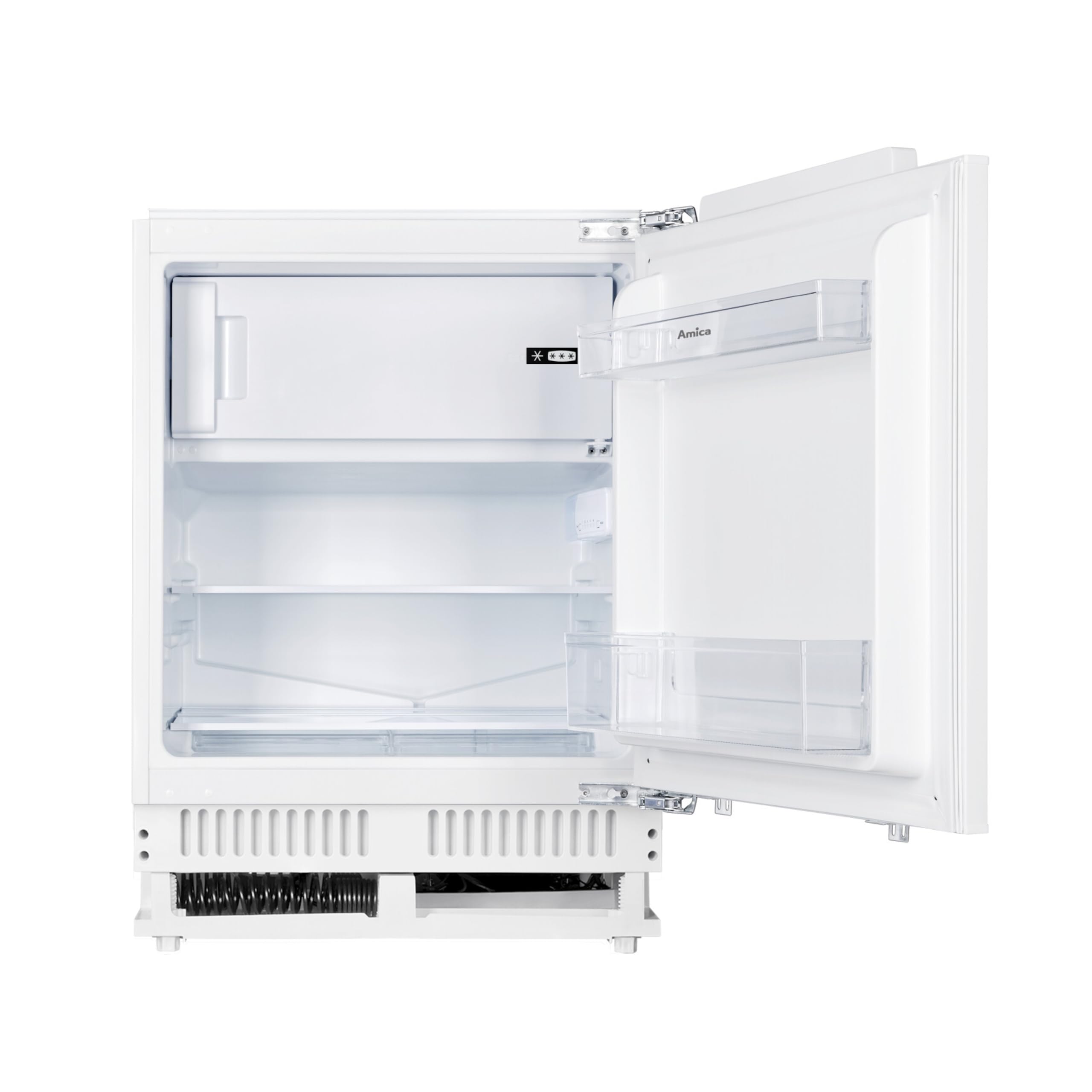 Amica Unterbau Kühlschrank mit Gefrierfach für 82 cm Nische Festtür-Technik elektronische Steuerung Inverter Kompressor Tür-Offen-Alarm