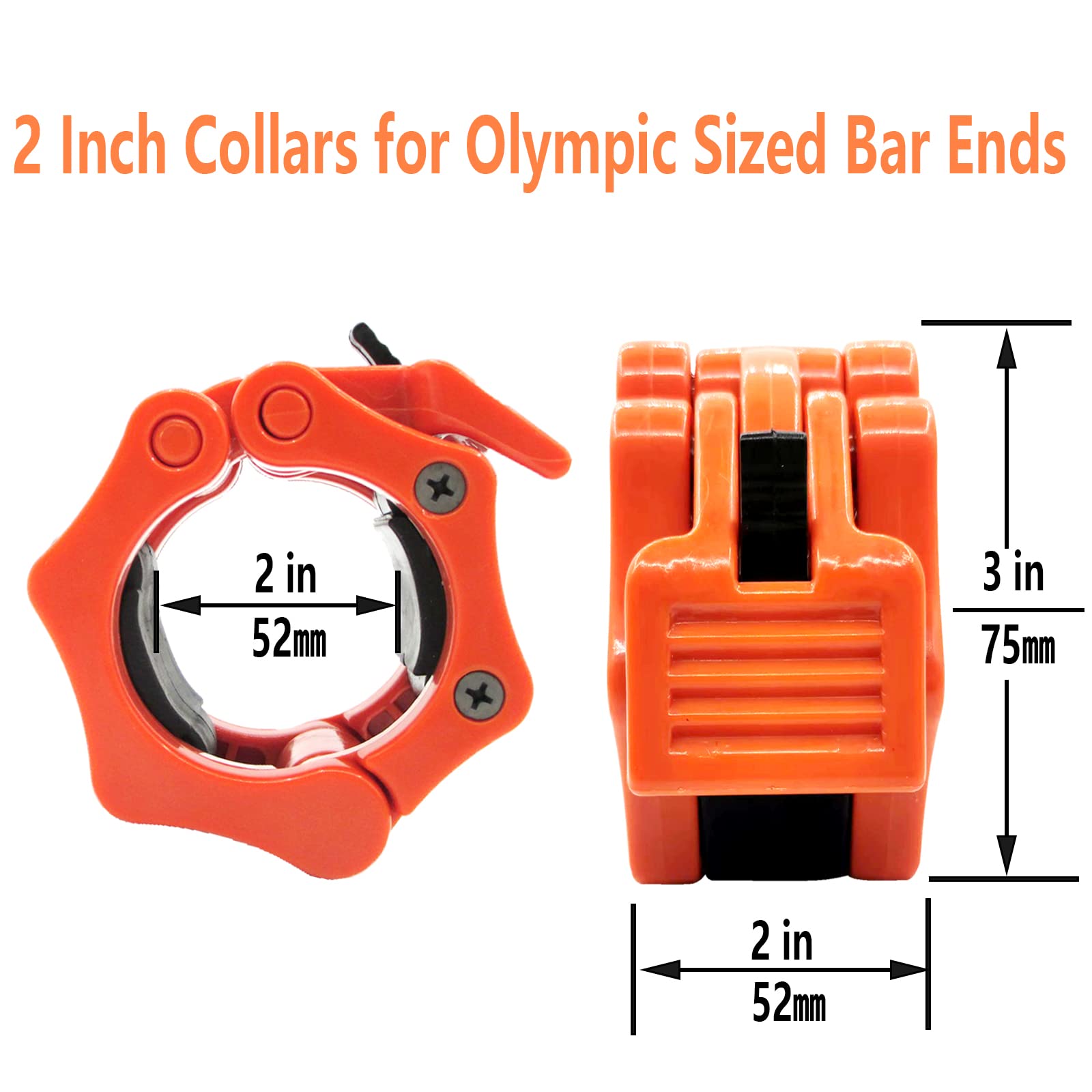Metalen Olympische halterklemmen 2 inch zware oefenkragen, gewichtsclips voor 2 inch Barbell, Quick Release Gewichtsklemmen voor gewichtheffen, Olympische liften Kracht Fitness Training 1 Pair-Blauw