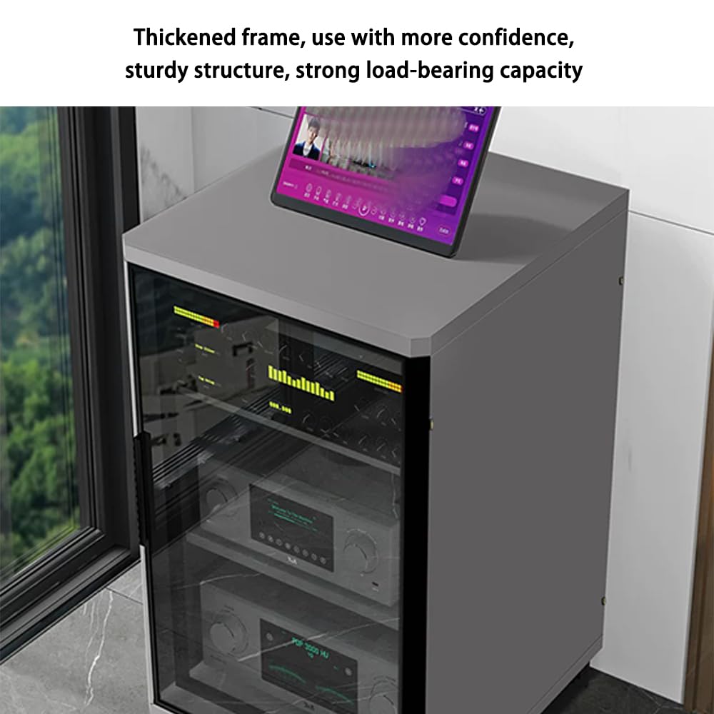 Estante para amplificador de equipos audiovisuales 11U, 63 cm de alto, estructura estable, gran capacidad de carga, gabinete KTV