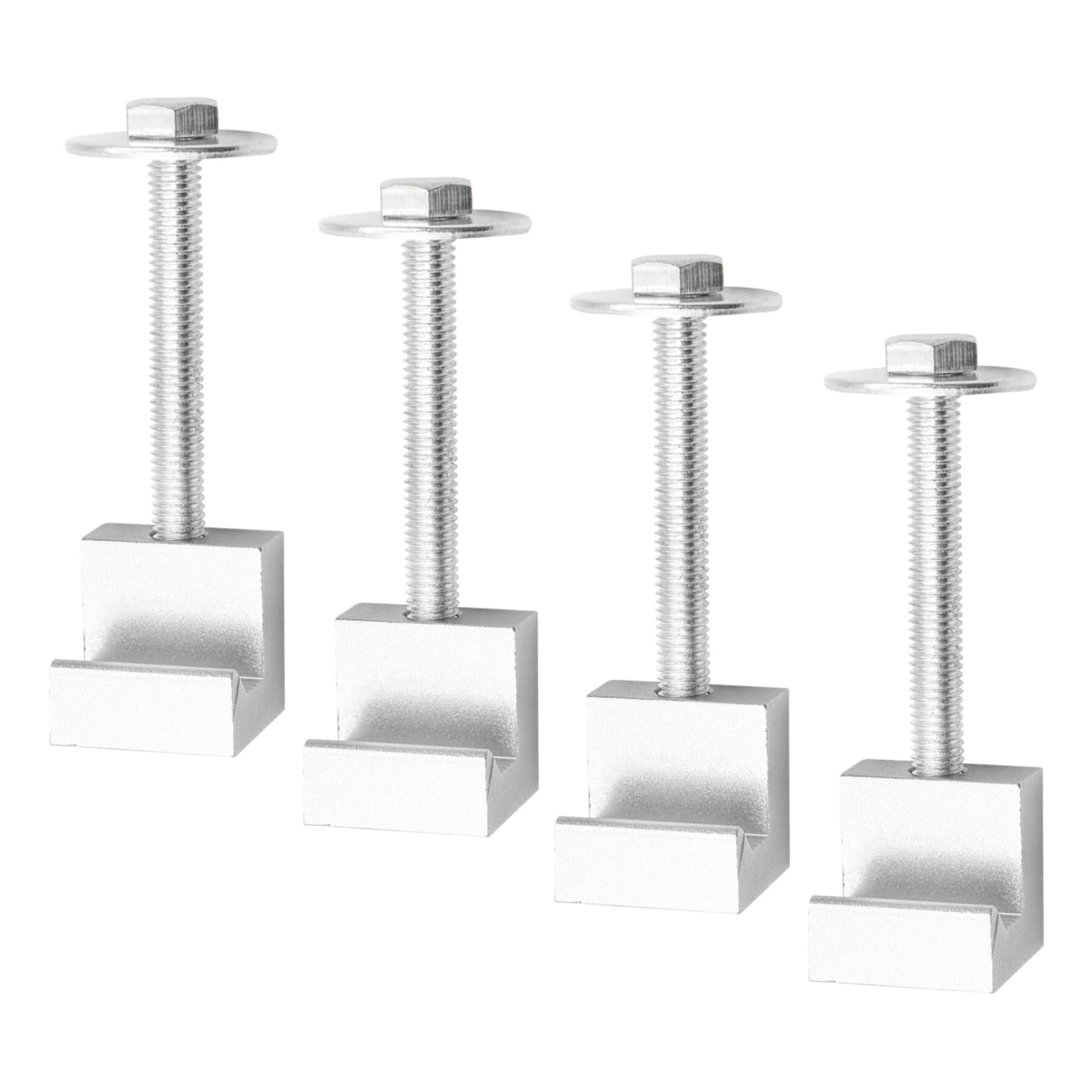 4 PCS Truck Tool Box Mounting Clamps, Aluminum Alloy J Hook Crossover Pickup Tool Box Tie Downs, J Shape Hook Heavy Duty Truck Bed Tool Box Mounting Kit, Car Accessories (Silver)