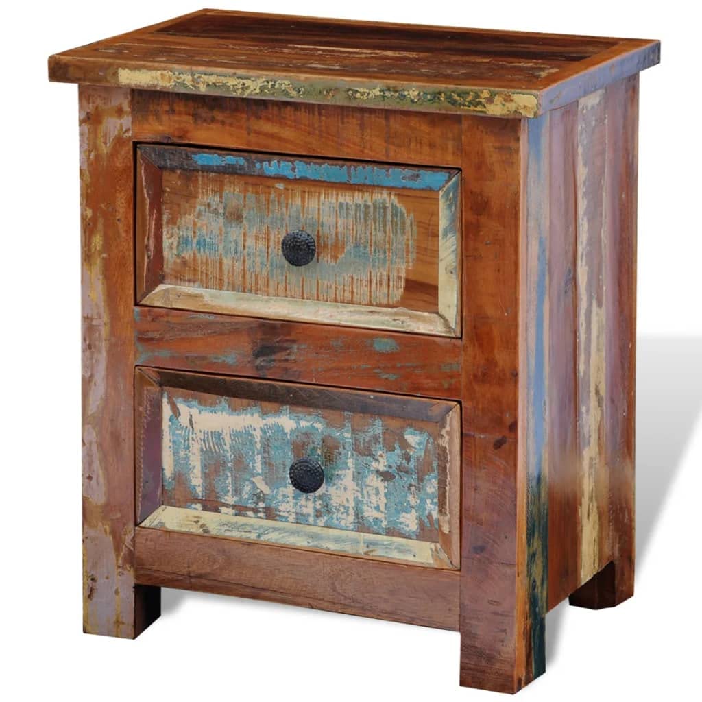 Table de chevet en bois massif recyclé table de nuit vintage petit meuble d'appoint chambre