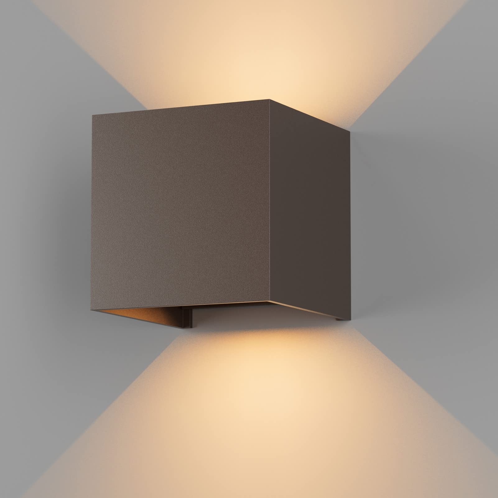 K-Bright 12W LED Wandleuchten Innen/Außen Wandlampe Auf und ab Einstellbarer Lichtstrahl 3000K Warmweiß Außenwandleuchten IP65 Wasserdichte Wandleuchte (Rostfarbig)