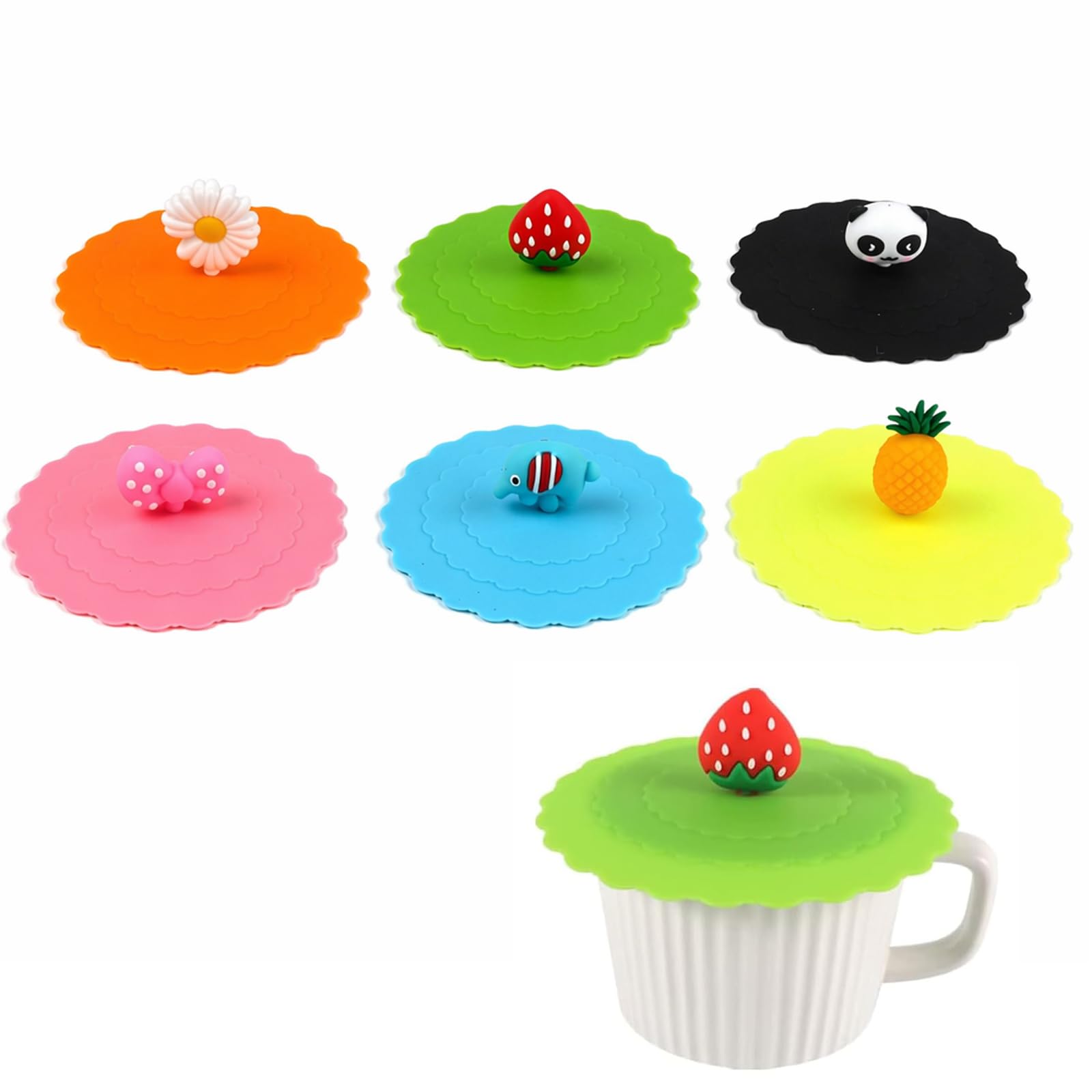 6 PCS Silicone Glass Cup Covers, Reusable Anti-dust Drink Covers