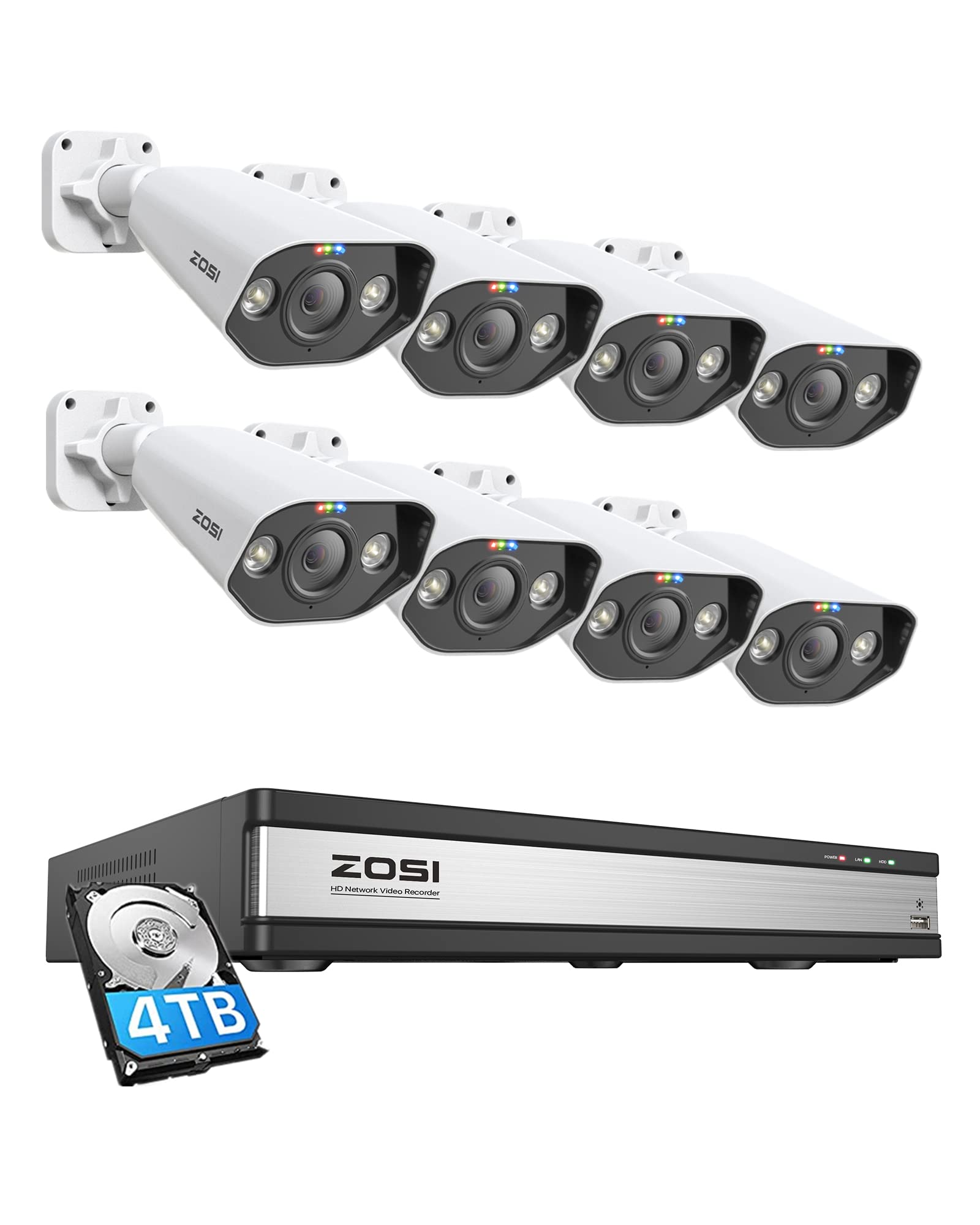 Amazon.co.jp: ZOSI 防犯カメラpoe 屋外 800万画素防犯カメラ監視