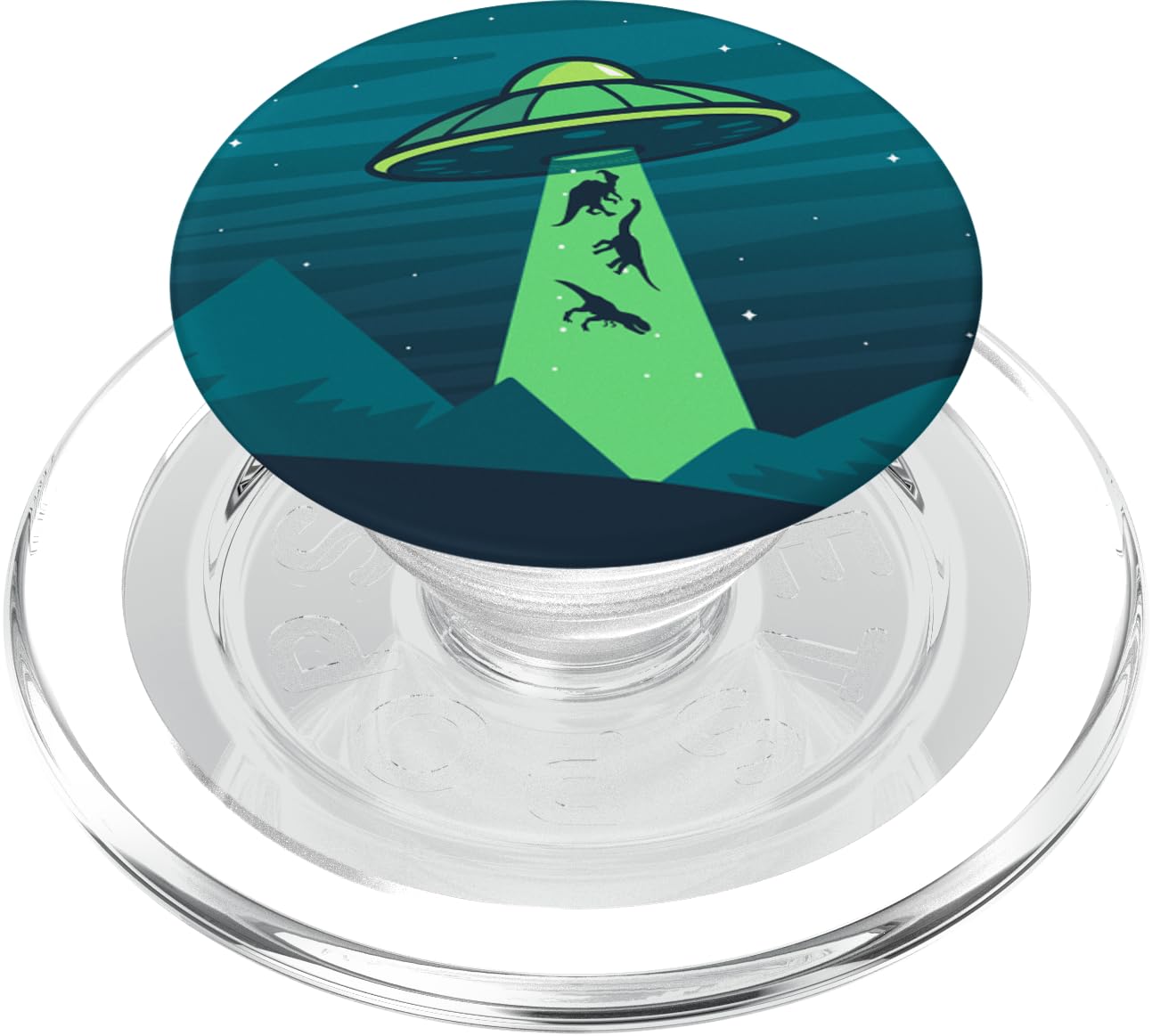 Funny Alien Flying Saucer Abducting Dinosaurs Pop Socket PopSockets PopGrip for MagSafe