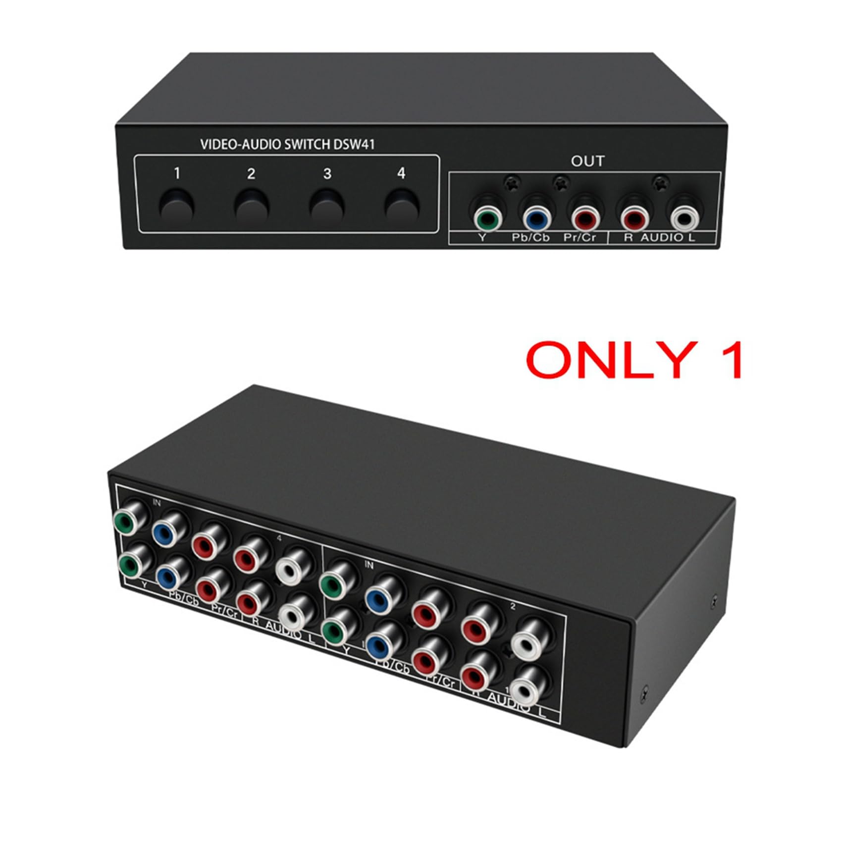 2 sztuki 4x1 Component Video Signal Switcher YPbPr YCbCr Audio DSW41 przycisk ścianki działowej przełącznik ręczny CVBS 720P metalowa obudowa