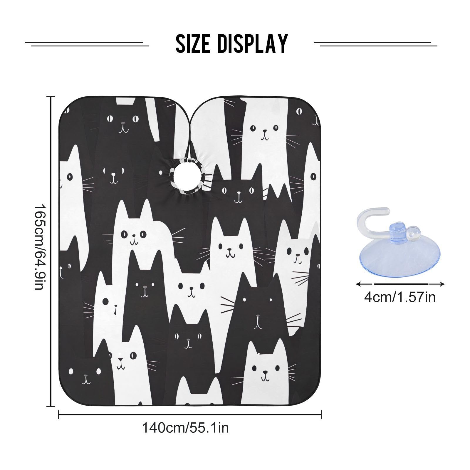 BOESI Doodle Cute Kitten Pattern Barber Shawl, Waterproof Haircut Shawl, Haircut Salon Apron, Shaving Bib, 55 x 65 inches