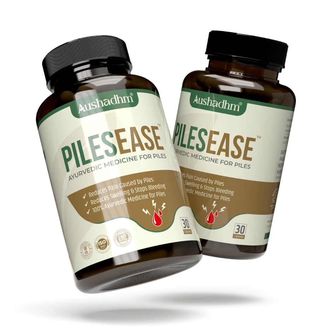 Sponsored Ad - Aushadhm Pilesease Capsules, Comprehensive Solution for Hemorrhoids and Fissures, GMP Approved, 30 Capsules (Pack of 2)