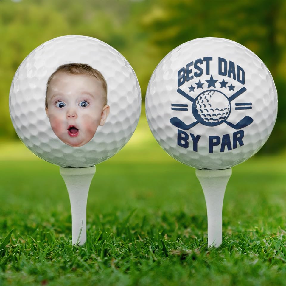 DOPTIKA Personalized Best Dad by Par Golf Balls, Fathers Day Birthday Gifts for New Dad, Papa Gift, Daddy Gift from Daughter, Son, Custom Golf Balls for Men