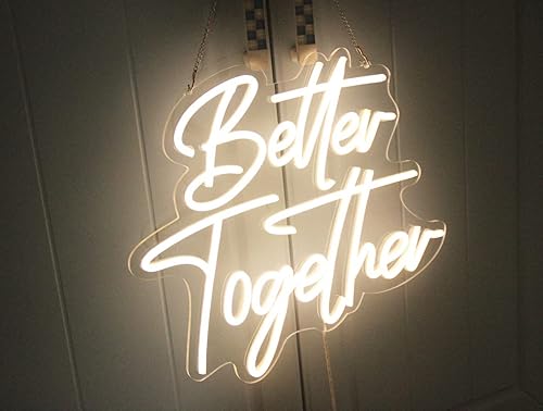 Miniatura 3 de DAKABUKA Better Together - Letreros de neón LED de neón blanco cálido para decoración de pared de despedida de soltera, fiesta de compromiso,