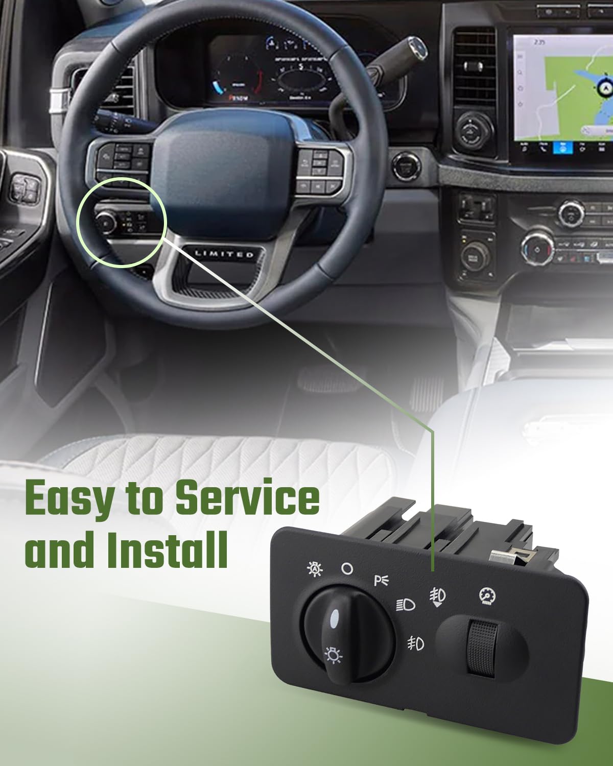 Headlight Switch Fit for Ford F-250 F-350 F-450 F-550 Super Duty Truck with Automatic Headlights with Fog Lights 2002 2003 2004