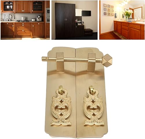Miniatura 2 de GLOGLOW Perillas orientales resistentes de latón antiguo chino para gabinetes (latón)