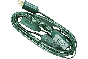 Multi-Outlet Christmas Tree Extension Cord with Foot Switch - XM-PT2182-15X-GR