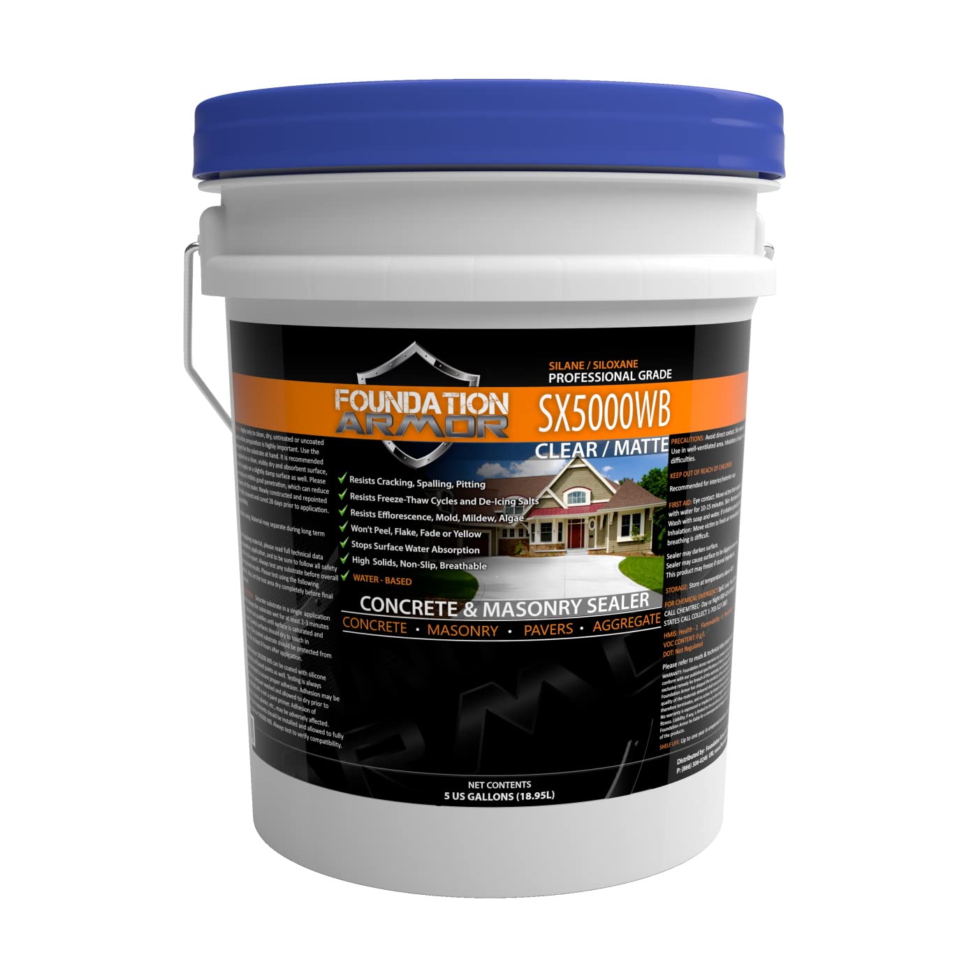 5-Gal. SX5000 WB DOT Approved Water Based Silane Siloxane Penetrating Concrete Sealer, Brick Sealer, and Paver Sealer: Tools & Home Improvement