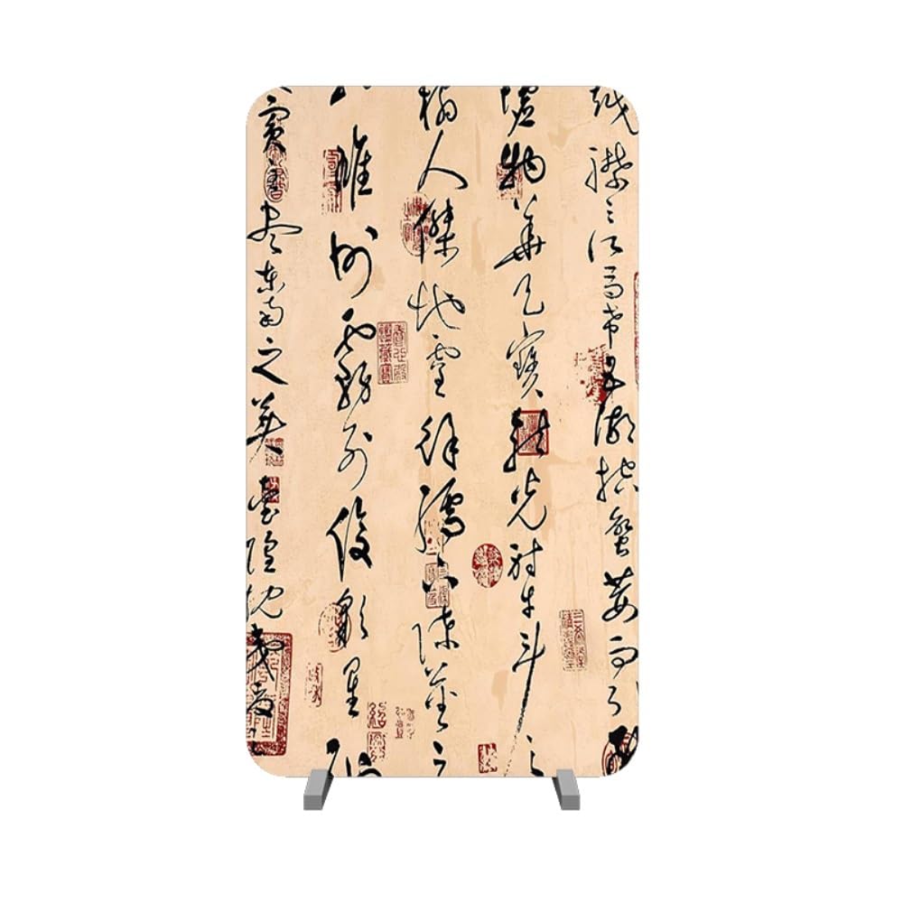 Privacy Screen Retro Calligraphy and Painting Zen Chinese Style Screen Partition Living Room Decoration Background Wall Office Room Divider