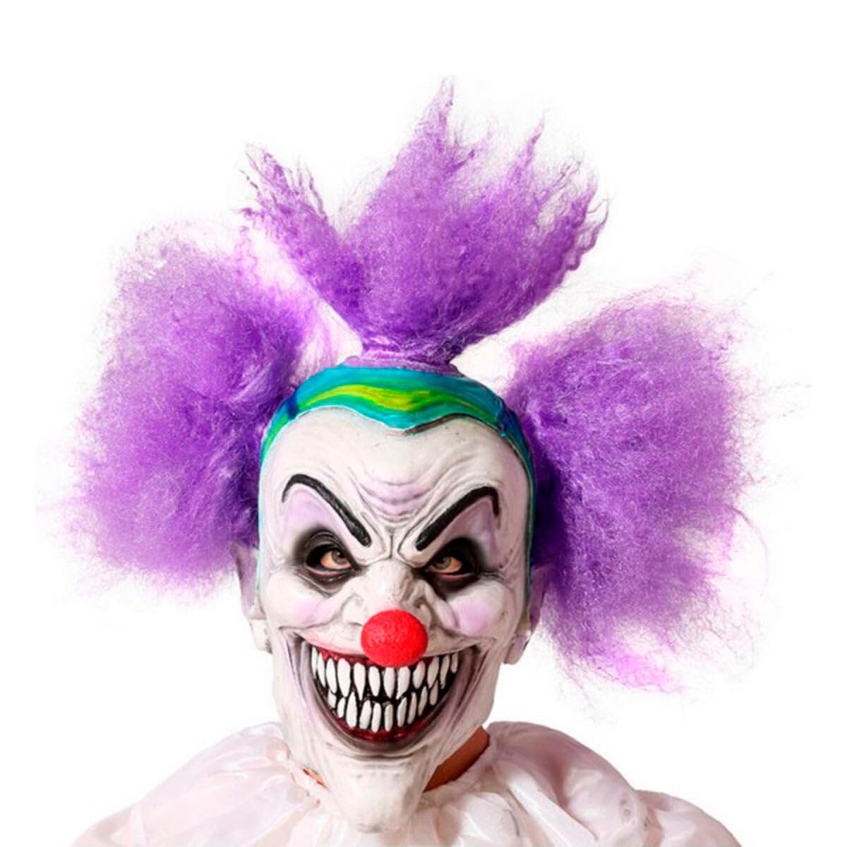 Atosa latex mask halloween clown violet hair