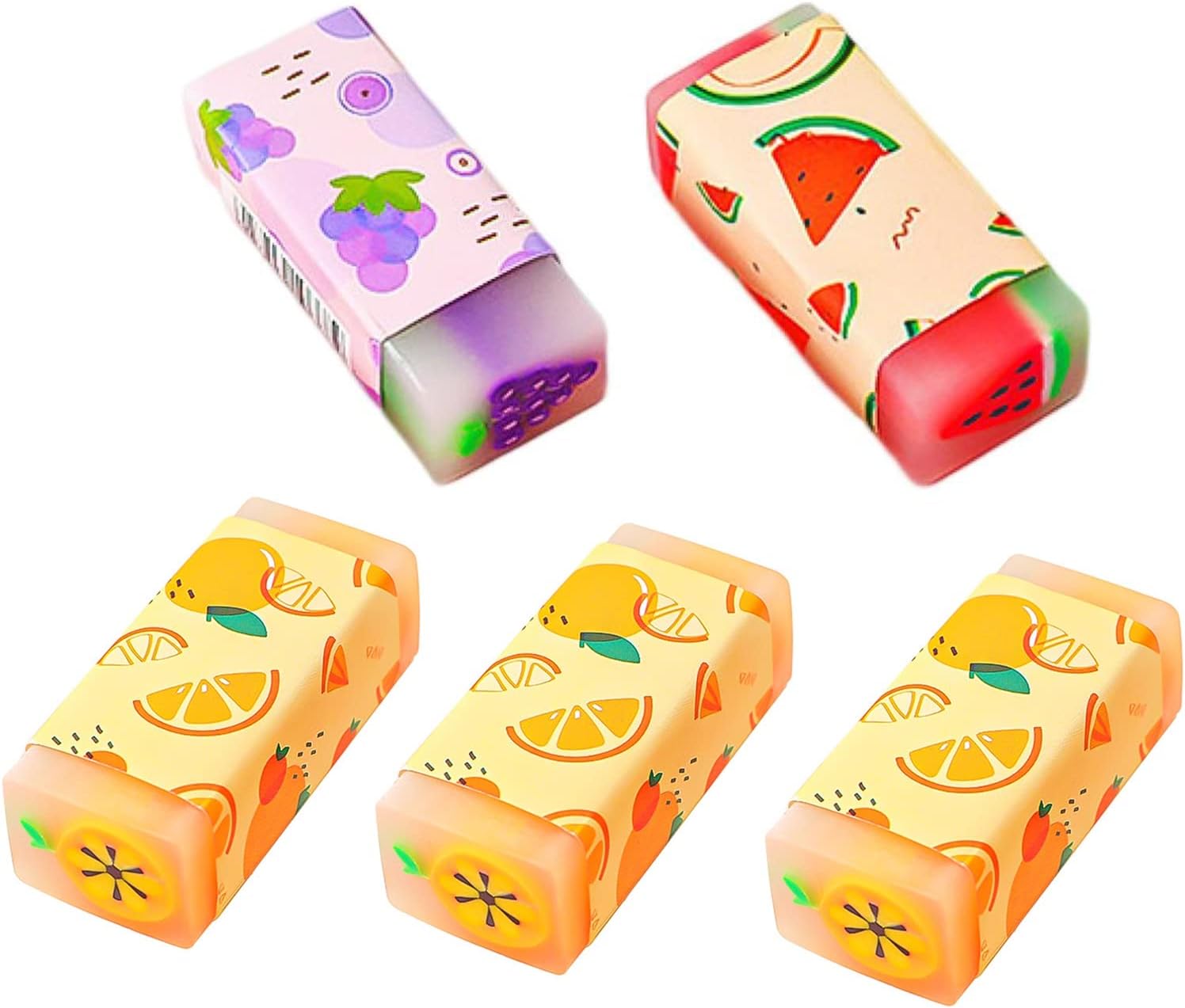SamFansar 5Pcs Students Erasers Quick Cleaning Mini Compact Cute Oranges Watermelons