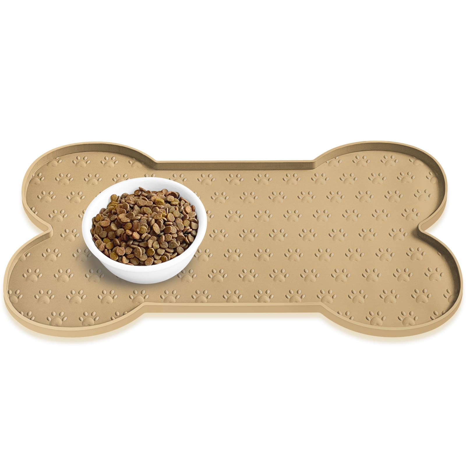 PWTAA Anti-Slip Silicone Dog Bowl Mat Thicker Pet Placemat Waterproof Cat Feeder Pad with Raised Edge Suitable for Small Medium-Sized Dogs Cats Eating Tray — image 1